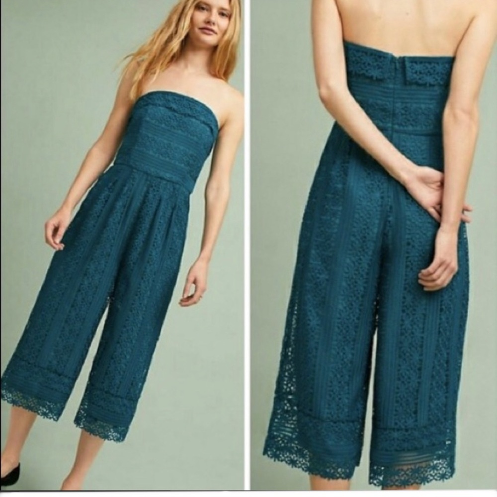 Anthropologie Greylin Teal Strapless Jumper Sz M